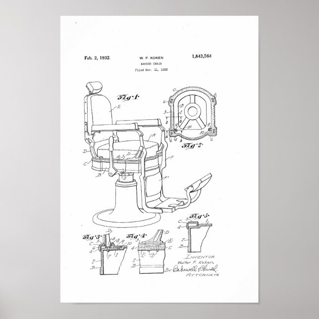 Barber Chair Patent Print Barber Shop Deco Poster (Vorne)