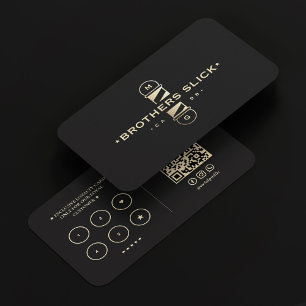 Barber Classic Gold Pole Barbershop Black Loyalty Visitenkarte