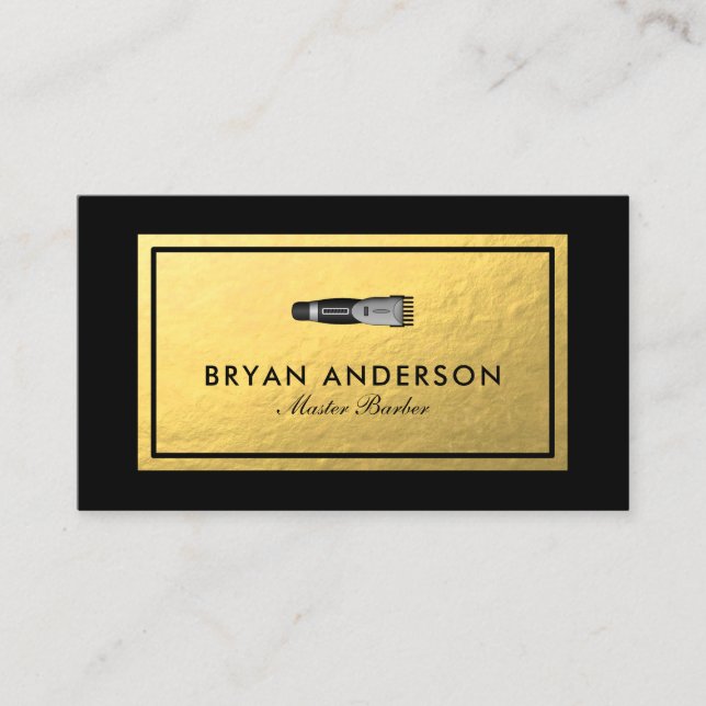 Barber Clipper - Imitate Gold Foil Business Card Visitenkarte (Vorderseite)