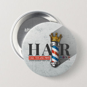 Barber Friseursalon King Crown Barberstange Friseu Button