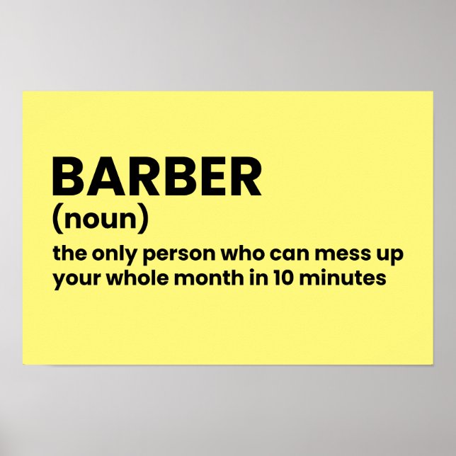 Barber Funny Definition Wall Art Poster (Vorne)