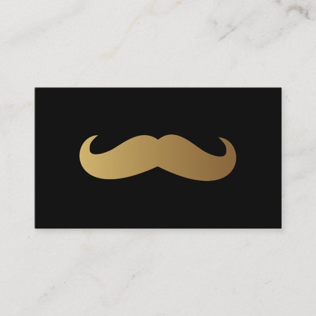 Barber Golden Mustache Beruflich QR Code Einzigart Visitenkarte (Vorderseite)