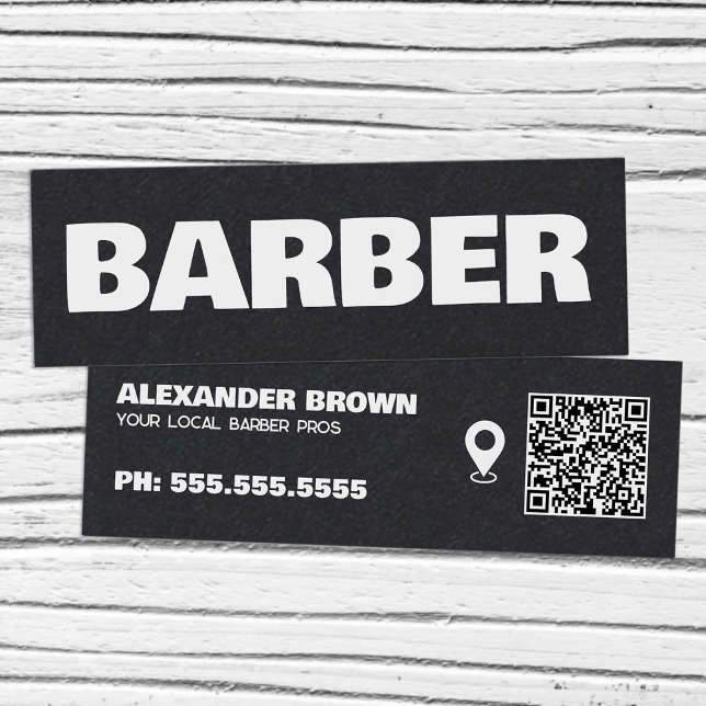 Barber Google Maps QR Mini Visitenkarte (Barber Google Maps QR Mini Business Cards)