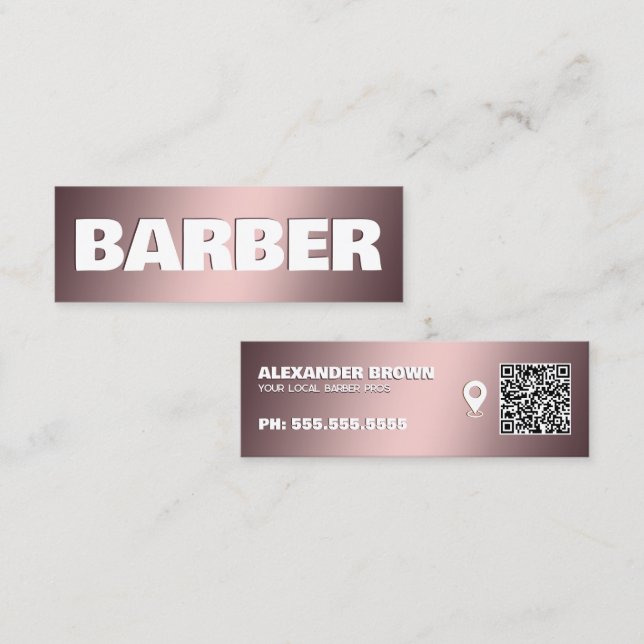 Barber Google Maps QR Mini Visitenkarte (Vorne/Hinten)