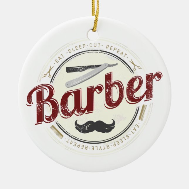Barber Hair Hustler Friseur Retro Friseur Keramik Ornament (Vorne)