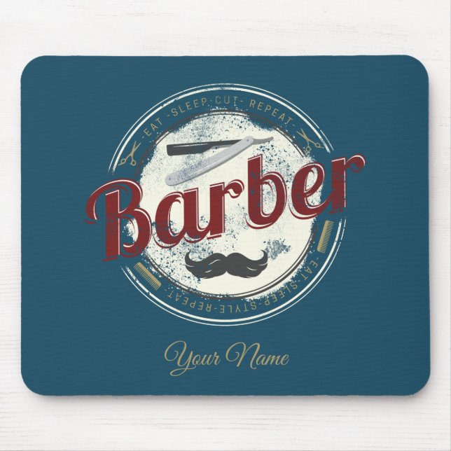 Barber Hair Hustler Friseur Retro Friseur Mousepad (Vorne)