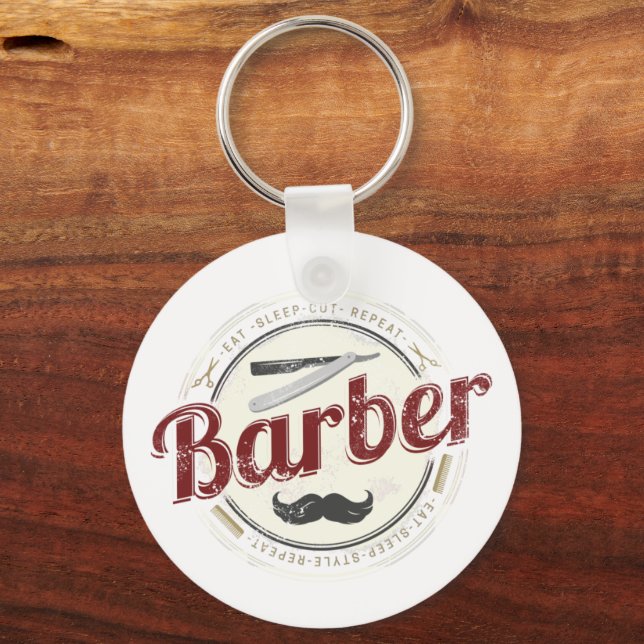 Barber Hair Hustler Friseur Retro Friseur Schlüsselanhänger (Vorderseite)