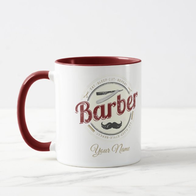 Barber Hair Hustler Friseur Retro Friseur Tasse (Links)