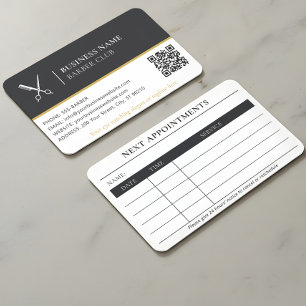 Barber Hair Salon Scissors Black Gold Ernennung Visitenkarte