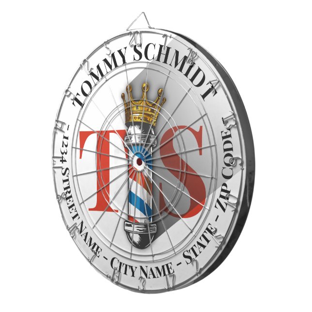 Barber Hair Shop King Crown Barber Pole Hair Salon Dartscheibe (Vorderseite rechts)