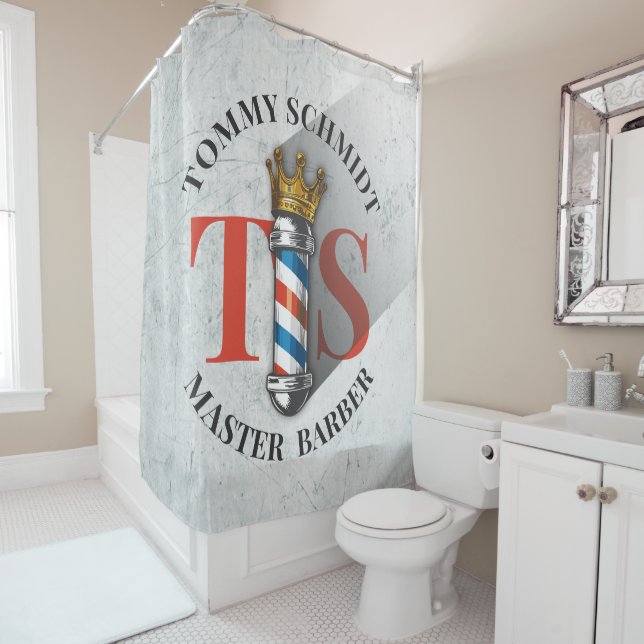 Barber Hair Shop King Crown Barber Pole Hair Salon Duschvorhang (Beispiel)