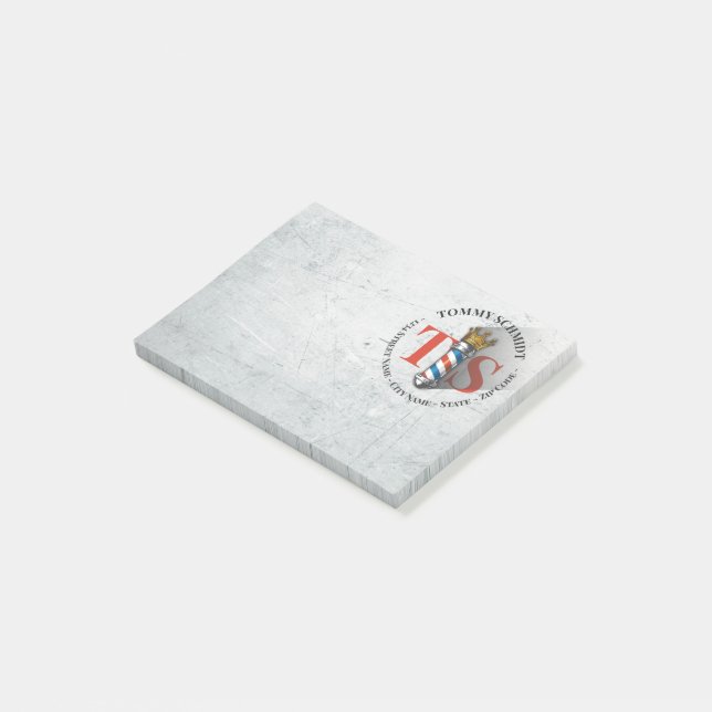 Barber Hair Shop King Crown Barber Pole Hair Salon Post-it Klebezettel (angewinkelt)