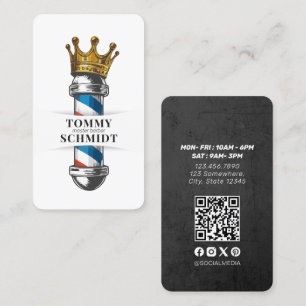 Barber Hair Shop Royal Crown Barberstange QR-Code Visitenkarte