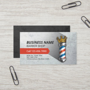 Barber Hair Shop Royal Crown Barberstange QR-Code Visitenkarte