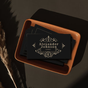 Barber Hair Stylist Barbershop Vintag Black Visitenkarte