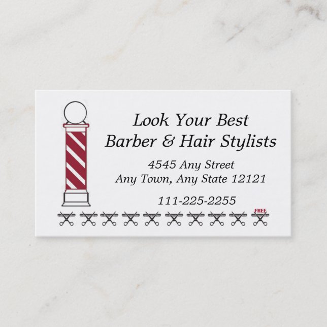 Barber Hair Stylist Customer Loyalty Punch Card - Treuekarte (Vorderseite)