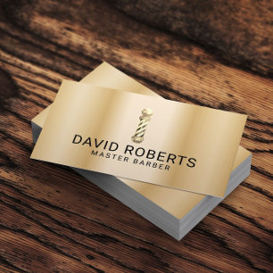 Barber Hair Stylist Friseur Barbershop Gold Visitenkarte