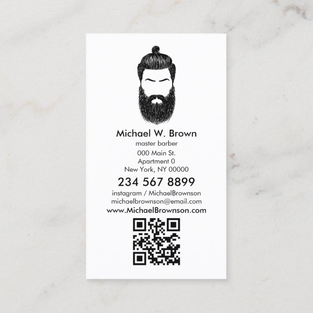 Barber-Hipster-Bart-Schnurrbart qr-Code Visitenkarte (Rückseite)