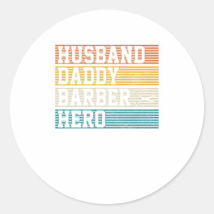 Barber Husband Daddy Hero Vintag Retro Fathers D Runder Aufkleber