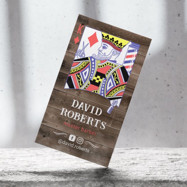 Barber King Hairdresser Rustic Wood Hair Stylist Visitenkarte (Von Creator hochgeladen)