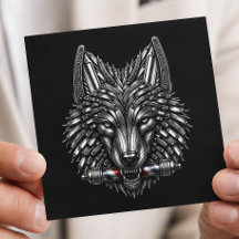 Barber-Logo Silber-Metall-Rasiermesser Wolf  Barbe