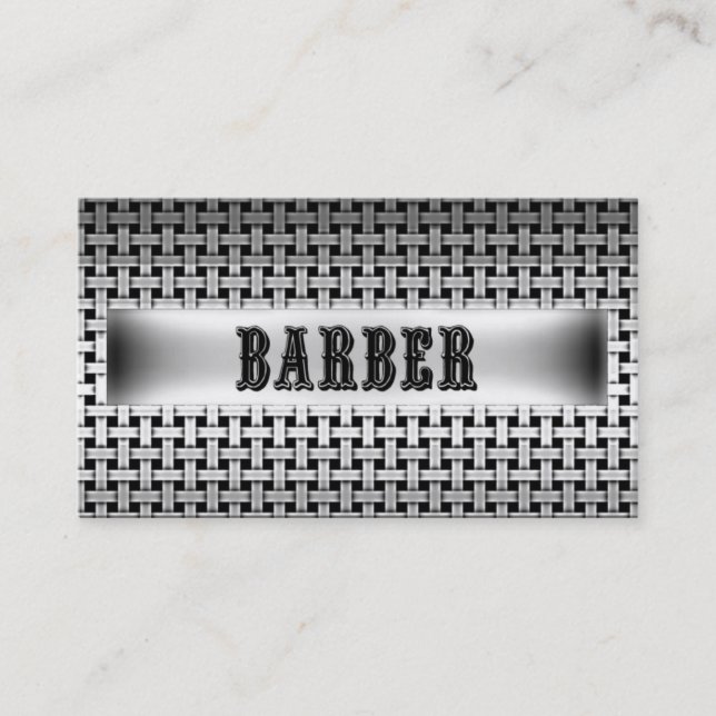 Barber Metal Look Business Card Visitenkarte (Vorderseite)
