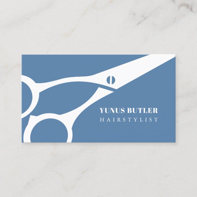 Barber Minimalistische Schere Haar Stylist Dusty B Visitenkarte (Vorderseite)