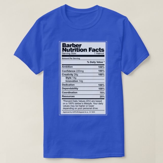 Barber Nutrition Facts Classic TShirt (Design vorne)