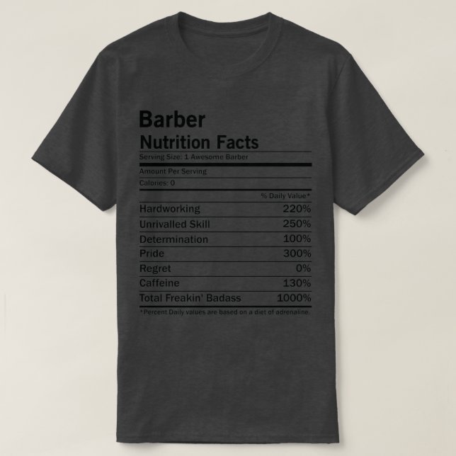 Barber Nutrition Fakten 2 T-Shirt (Design vorne)