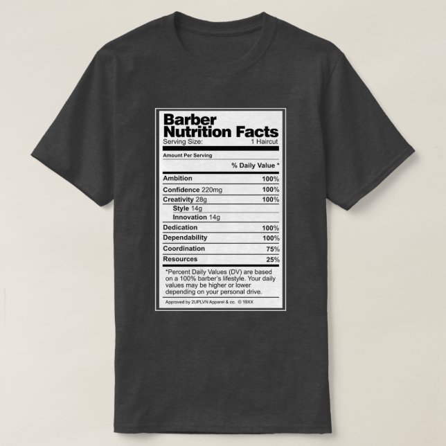 Barber Nutrition Fakten T-Shirt (Design vorne)