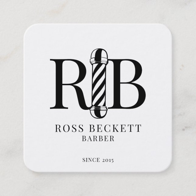 Barber Pole Barber Hair Stylist Square Business C Quadratische Visitenkarte (Vorderseite)
