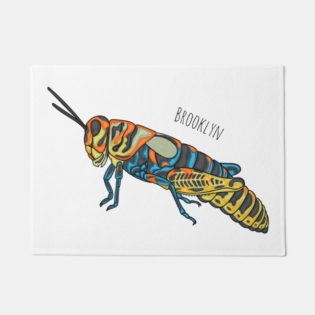 Barber pole grasshopper cartoon illustration  fußmatte (Vorderseite)