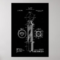 Barber Pole Illustrationen Patent Print Poster