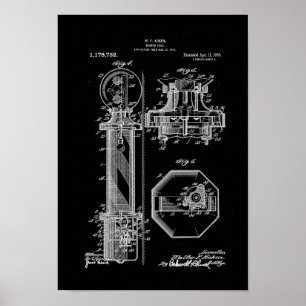 Barber Pole Poster Patent Illustrationen schwarz
