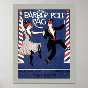 BARBER POLE RAG Vintag Sheet Music Cover Copy Poster