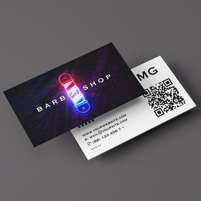 Barber Pole Red White Blue Glow Barbershop Retro Visitenkarte (Barber Pole Red White Blue Glow Barbershop Retro Business Card
)