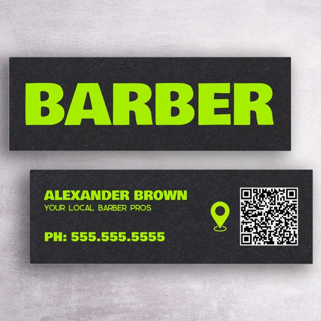 Barber Premium Google Maps QR Mini Visitenkarte (Barber Premium Google Maps QR Mini Business Cards)