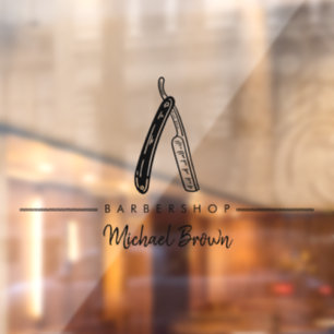 Barber Razor Logo Business Fensteraufkleber