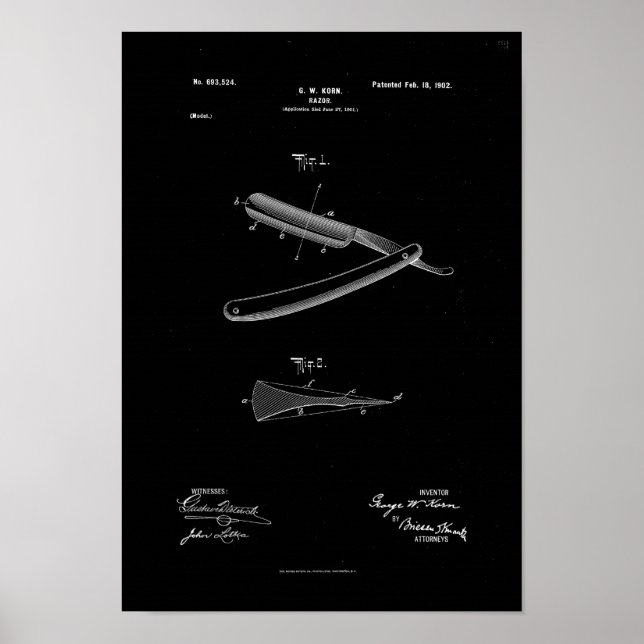 Barber Razor Patent Poster Print Artwork (Vorne)
