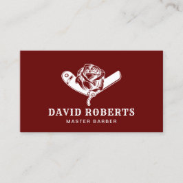 Barber Razor & Rose Barbershop Hair Stylist Rot Visitenkarte