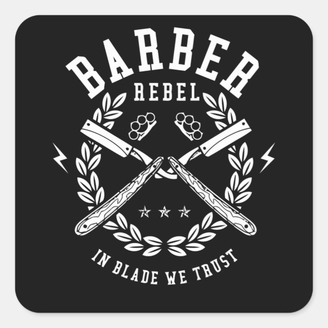 Barber Rebel Quadratischer Aufkleber (Vorderseite)