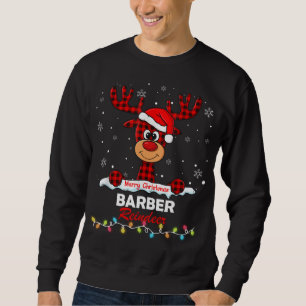 Barber Reindeer Weihnachtsmannmütze Buffalo Karier Sweatshirt