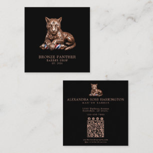 Barber Rose Gold Panther-Barbiergeschäft-QR-Code Quadratische Visitenkarte