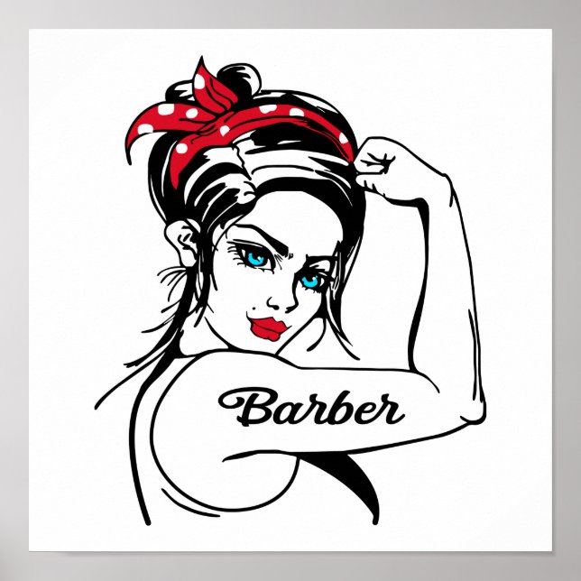 Barber Rosie Das Riveter Button Up Poster (Vorne)