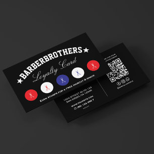 Barber Scissors Red White Blue Black Loyalty Visitenkarte