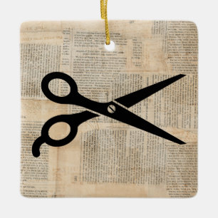 Barber Shears Vintage Textstil Art Keramikornament