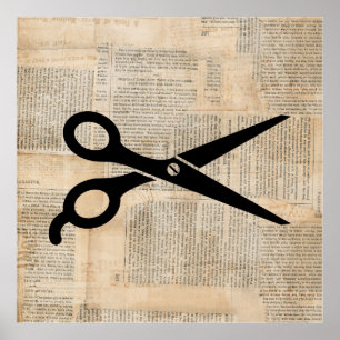 Barber Shears Vintage Textstil Art Poster