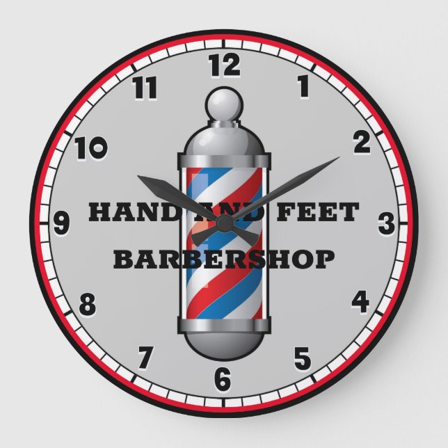 Barber Shop Barber Pole Große Wanduhr (Vorderseite)
