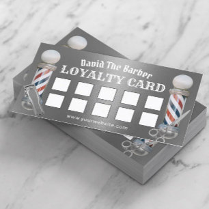 Barber Shop Barbershop Metallische Silber Loyalitä Treuekarte