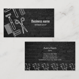 Barber Shop Beruflich Hair Stylist Black Brick Visitenkarte